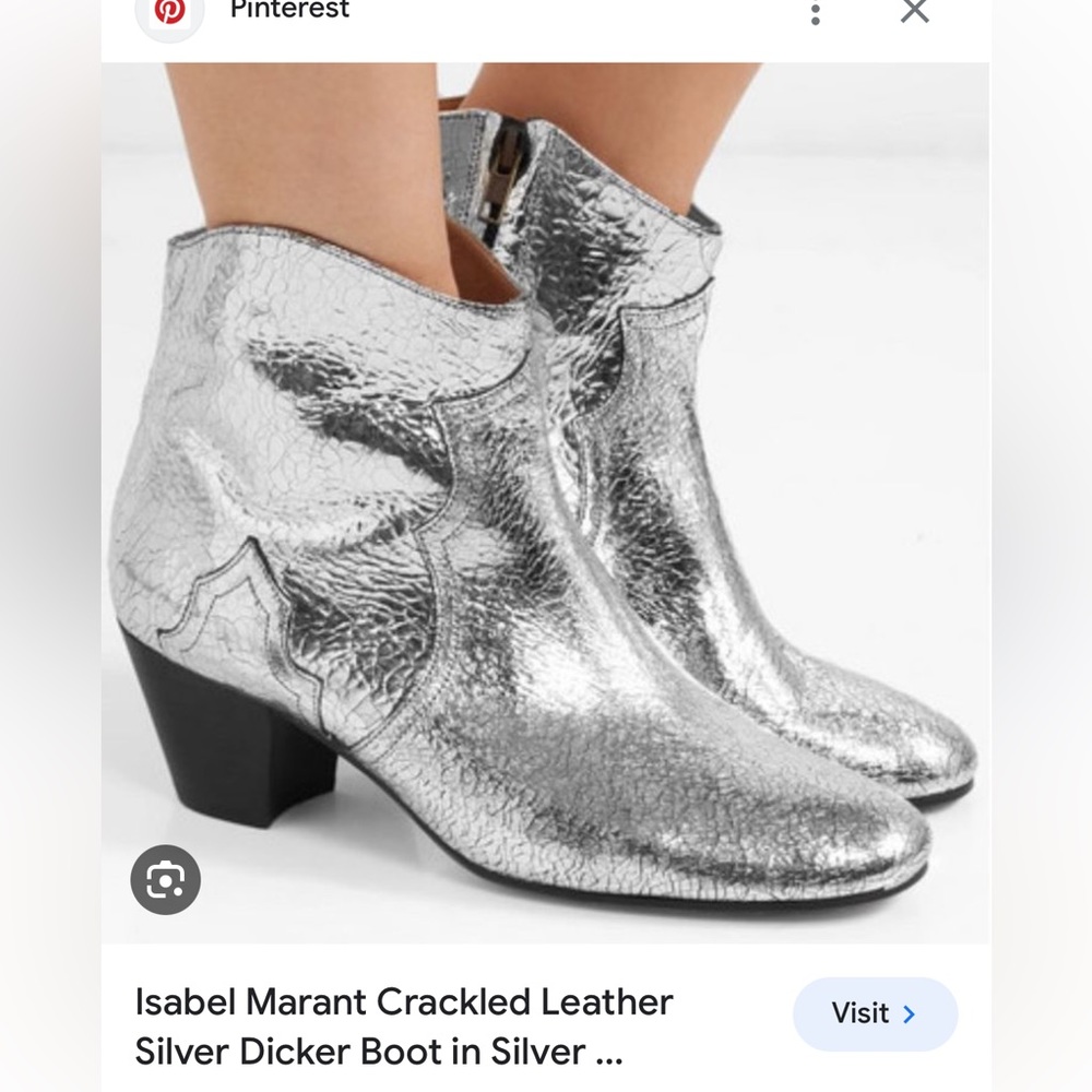 Beautiful Isabel Marant silver cowboy ankle boots